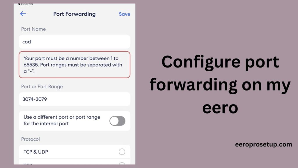 configure port forwarding on my eero