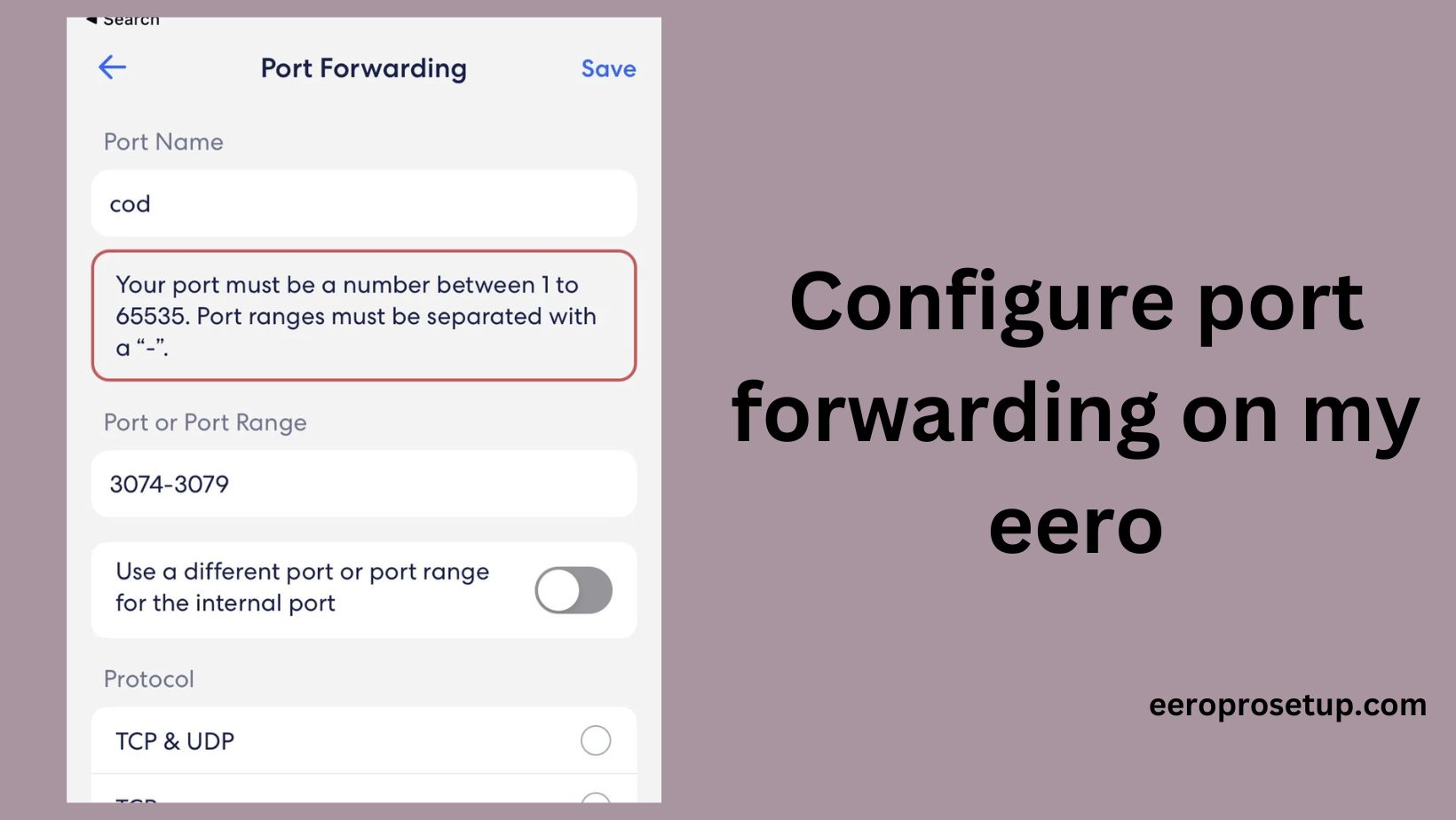 configure port forwarding on my eero